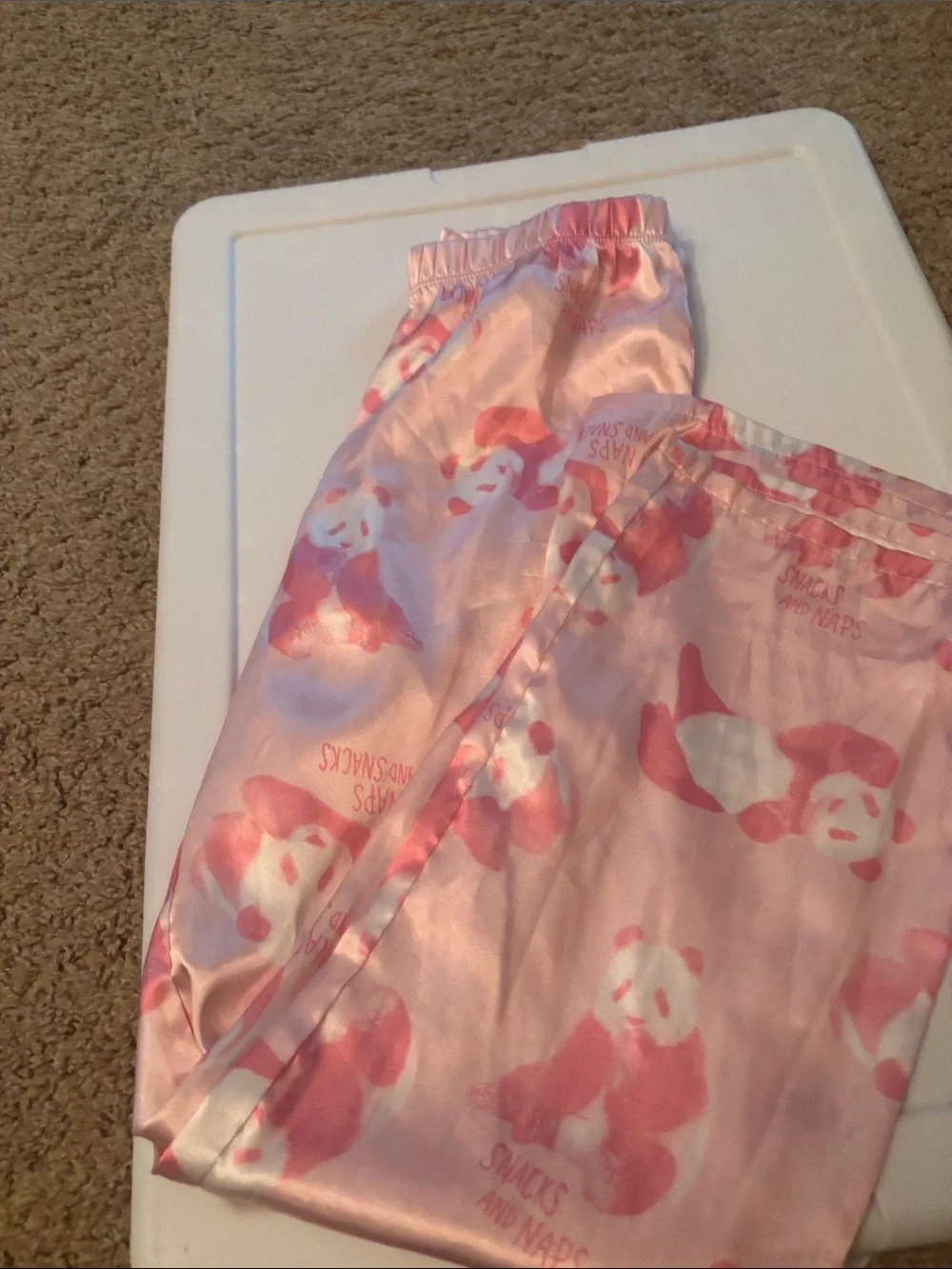 Justice Pink Satin Panda-Print Pajama Set
